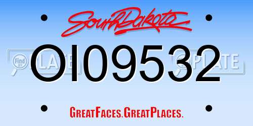 OI09532 South Dakota License Plate