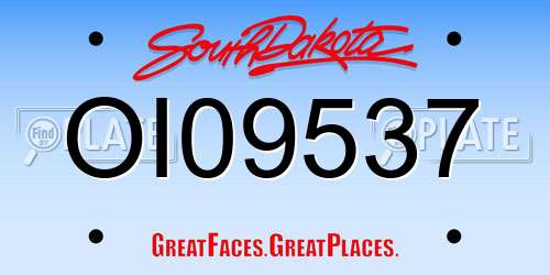 OI09537 South Dakota License Plate