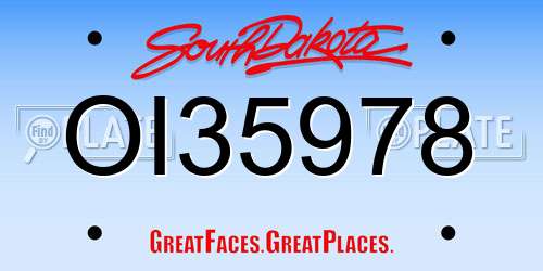 OI35978 South Dakota License Plate