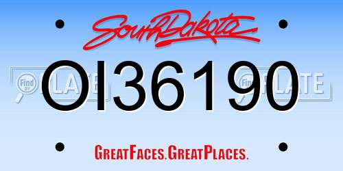 OI36190 South Dakota License Plate