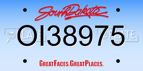 OI38975 South Dakota License Plate