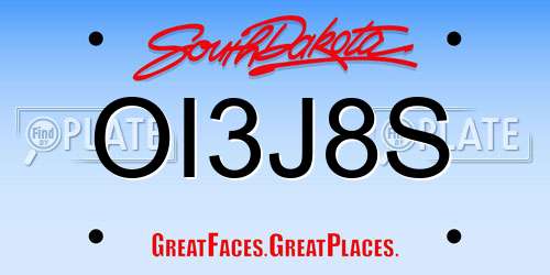 OI3J8S South Dakota License Plate