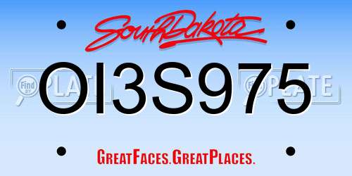 OI3S975 South Dakota License Plate