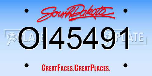 OI45491 South Dakota License Plate