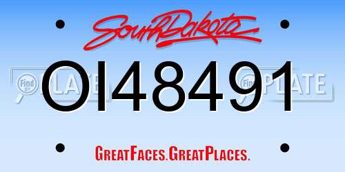 OI48491 South Dakota License Plate