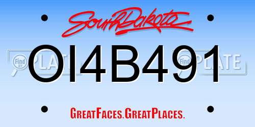 OI4B491 South Dakota License Plate