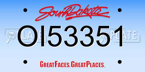 OI53351 South Dakota License Plate