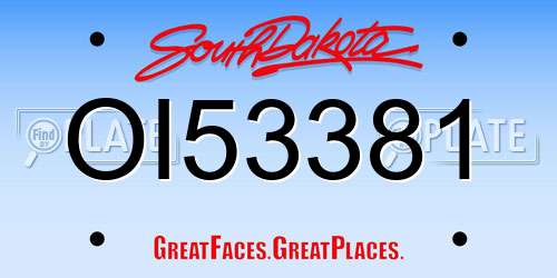 OI53381 South Dakota License Plate