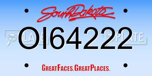 OI64222 South Dakota License Plate