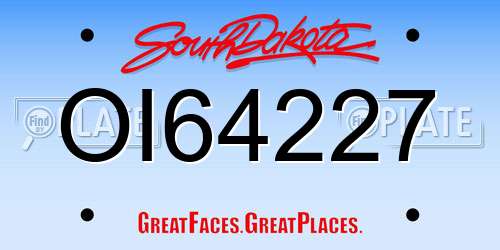OI64227 South Dakota License Plate