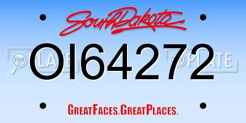 OI64272 South Dakota License Plate