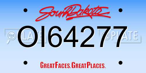 OI64277 South Dakota License Plate