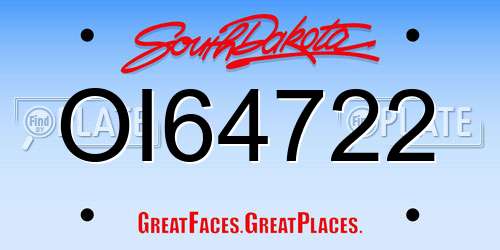 OI64722 South Dakota License Plate