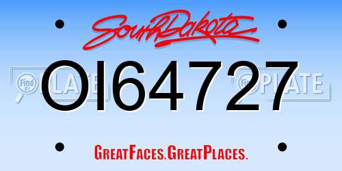 OI64727 South Dakota License Plate