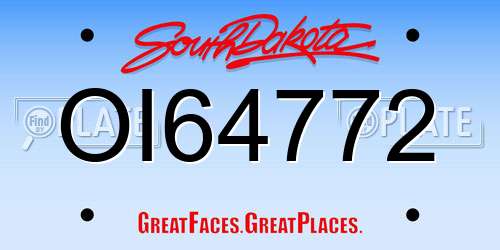 OI64772 South Dakota License Plate