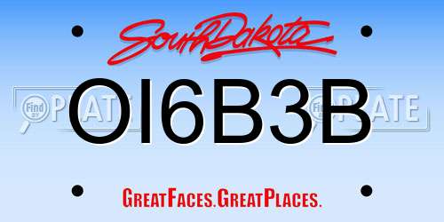 OI6B3B South Dakota License Plate