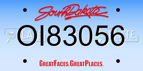 OI83056 South Dakota License Plate