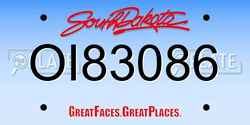 OI83086 South Dakota License Plate