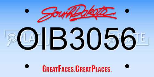 OIB3056 South Dakota License Plate