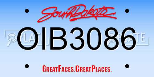 OIB3086 South Dakota License Plate