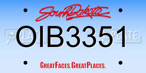 OIB3351 South Dakota License Plate