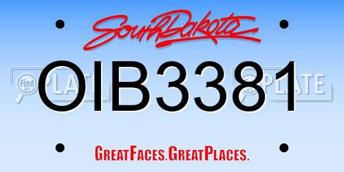 OIB3381 South Dakota License Plate