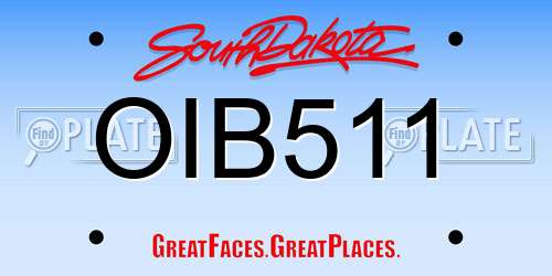 OIB511 South Dakota License Plate