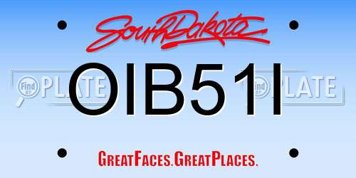 OIB51I South Dakota License Plate