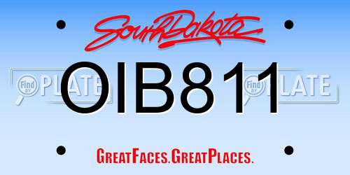 OIB811 South Dakota License Plate