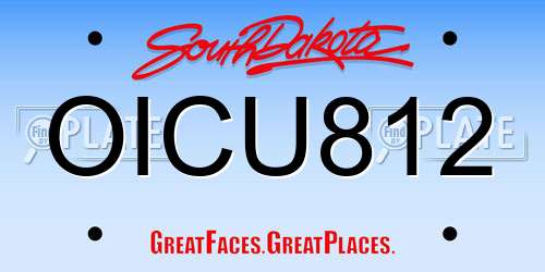 OICU812 South Dakota License Plate