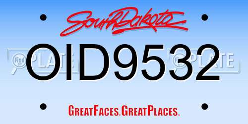 OID9532 South Dakota License Plate