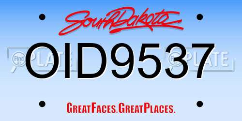 OID9537 South Dakota License Plate