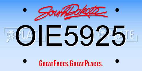 OIE5925 South Dakota License Plate