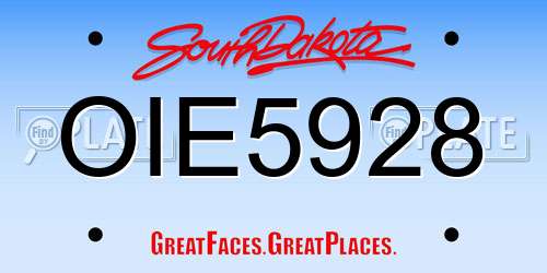 OIE5928 South Dakota License Plate