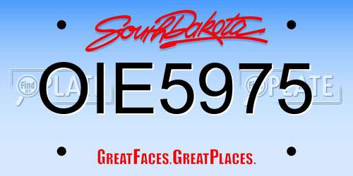OIE5975 South Dakota License Plate