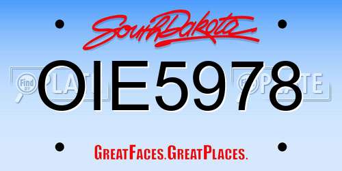 OIE5978 South Dakota License Plate