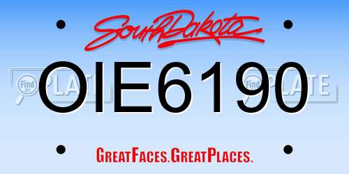 OIE6190 South Dakota License Plate