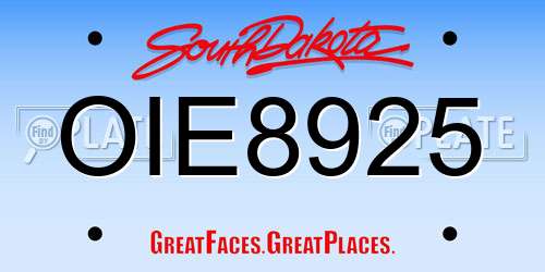 OIE8925 South Dakota License Plate