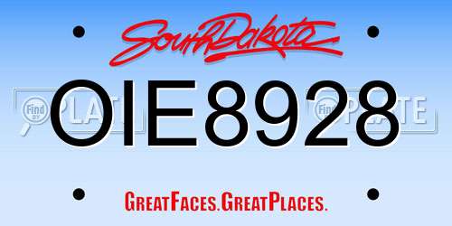 OIE8928 South Dakota License Plate