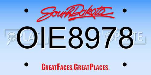 OIE8978 South Dakota License Plate
