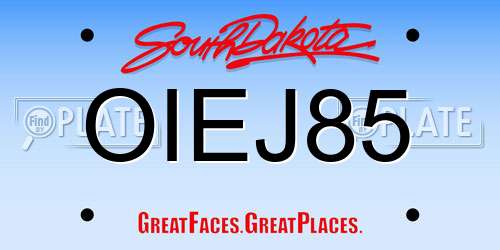 OIEJ85 South Dakota License Plate