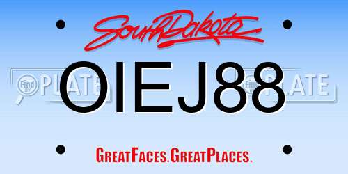 OIEJ88 South Dakota License Plate