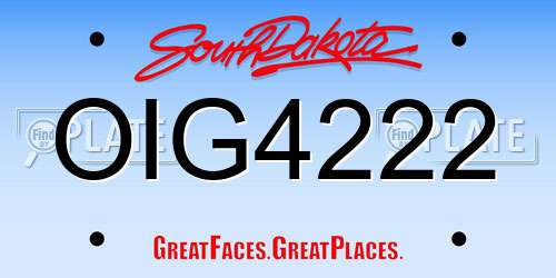 OIG4222 South Dakota License Plate