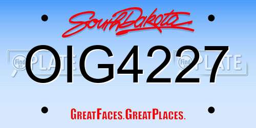 OIG4227 South Dakota License Plate