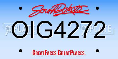 OIG4272 South Dakota License Plate