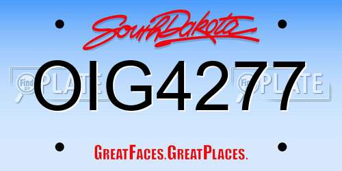 OIG4277 South Dakota License Plate