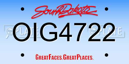 OIG4722 South Dakota License Plate