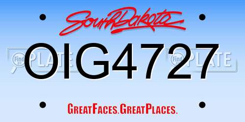 OIG4727 South Dakota License Plate