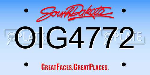 OIG4772 South Dakota License Plate