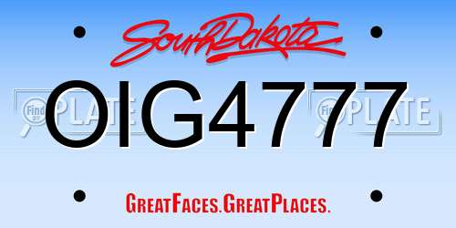 OIG4777 South Dakota License Plate